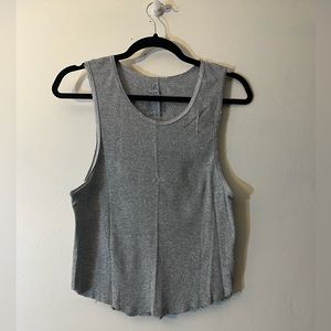 NWOT gray distressed raw hem tank top